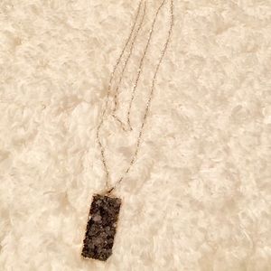 Love Poppy Rectangle Druzy Necklace